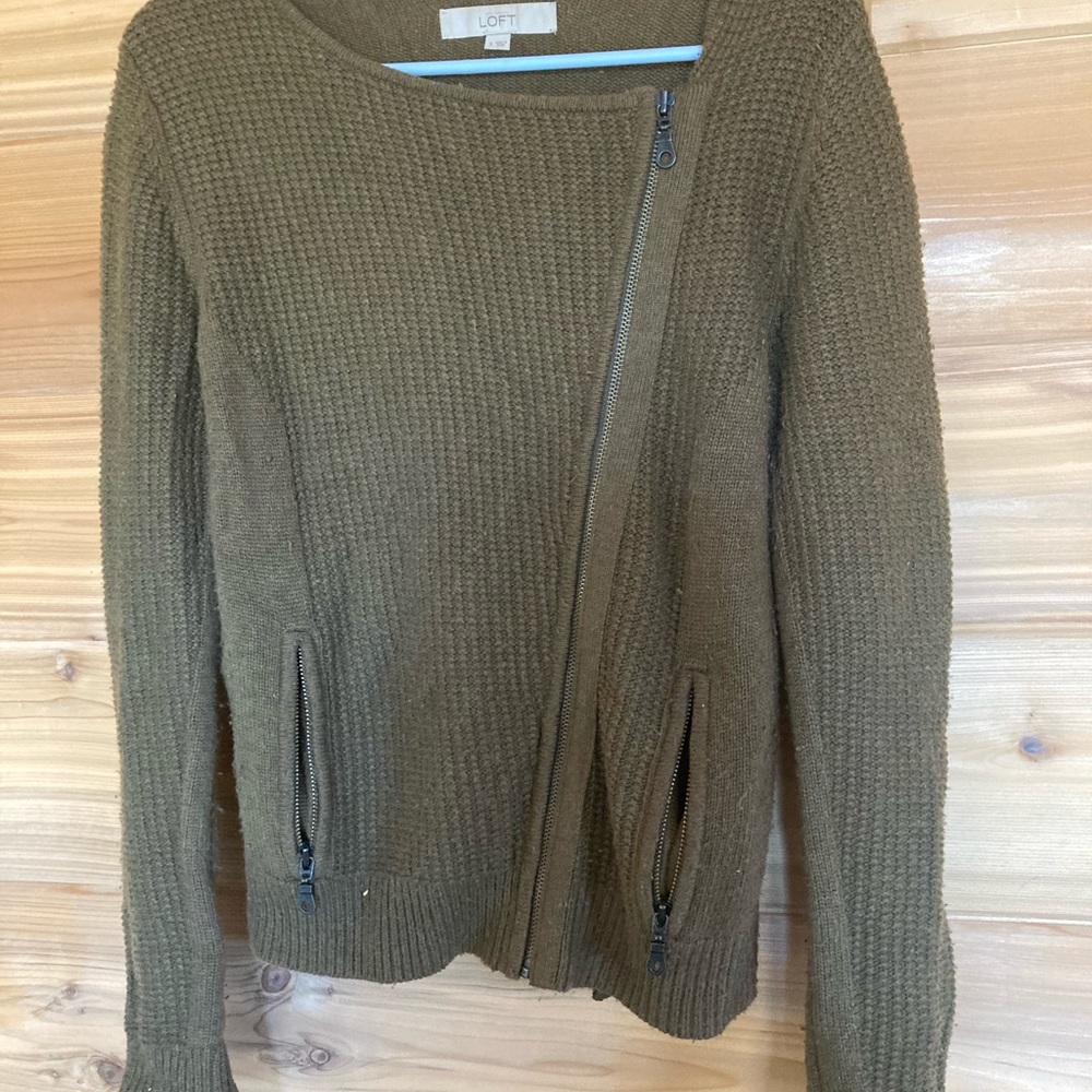 LOFT moto sweater asymmetrical zip